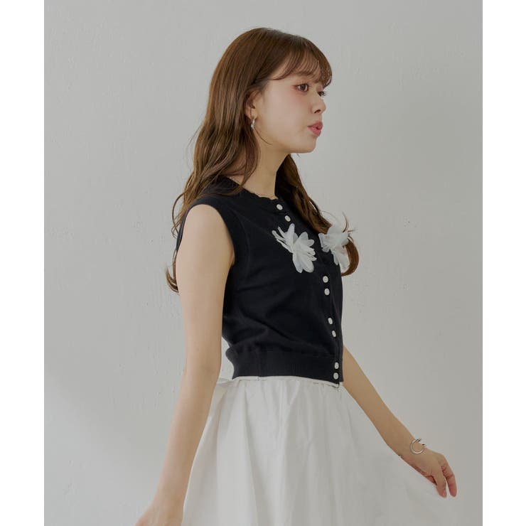 【Chico】フラワーモチーフノースリベスト | PAL GROUP OUTLET | 詳細画像12 