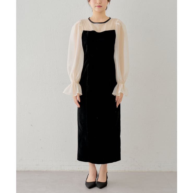 【Chico】配色シースルータイトロングドレス | PAL GROUP OUTLET | 詳細画像24 