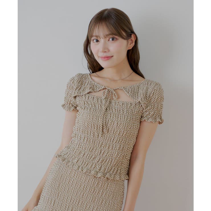 【Chico】ギンガムフロントリボンボレロデザインT | PAL GROUP OUTLET | 詳細画像26 