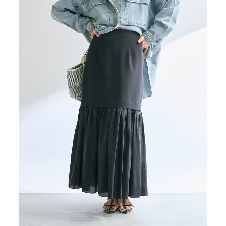 【RIVE DROITE】シアー切替ギャザーマーメイドSK | PAL GROUP OUTLET | 詳細画像1 