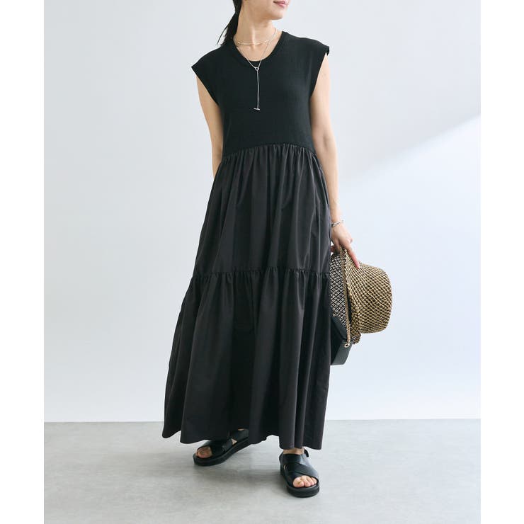 BK | 【RIVE DROITE】ニットドッキングティアードOP | PAL GROUP OUTLET