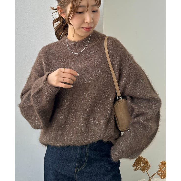 ブラウン | 【Discoat】メランジシャギーニット | PAL GROUP OUTLET