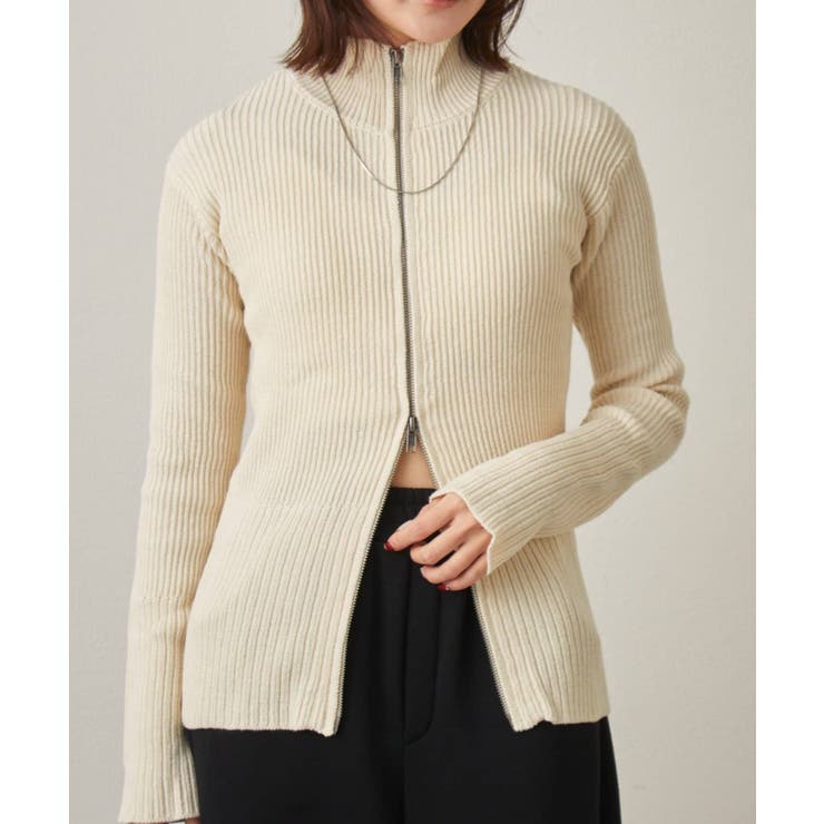【mline】ダブルZIPリブカーディガン | PAL GROUP OUTLET | 詳細画像1 