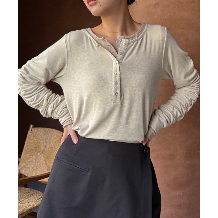 【CAPRICIEUX LE'MAGE】インナーSET袖ギャザーヘンリーＴ | PAL GROUP OUTLET | 詳細画像6 