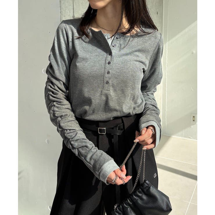 GRAY | 【CAPRICIEUX LE'MAGE】インナーSET袖ギャザーヘンリーＴ | PAL GROUP OUTLET