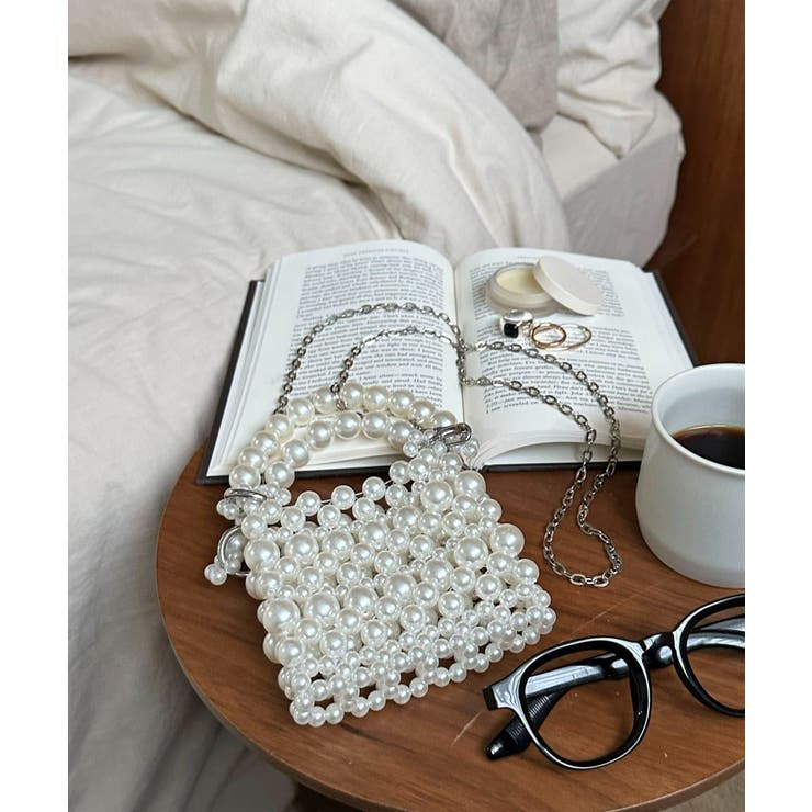 ホワイト | 【Discoat】丸ビーズミニバッグ | PAL GROUP OUTLET