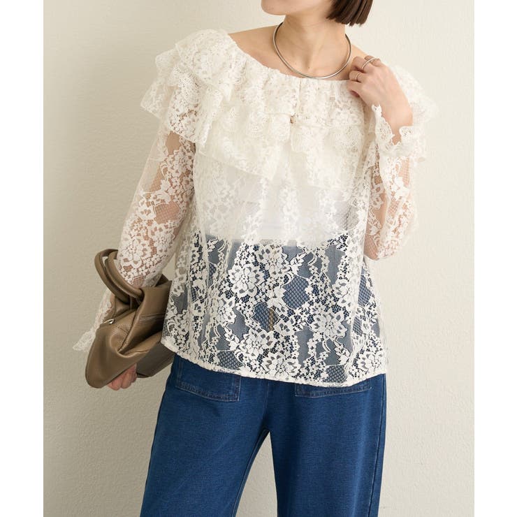 【Omekashi】レースラッフルブラウス | PAL GROUP OUTLET | 詳細画像1 