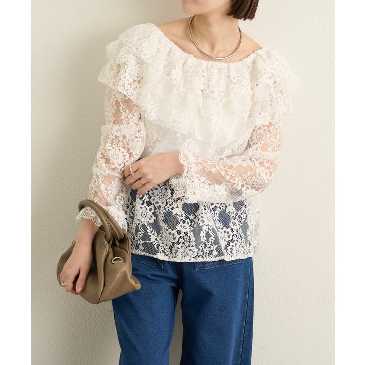 【Omekashi】レースラッフルブラウス | PAL GROUP OUTLET | 詳細画像2 