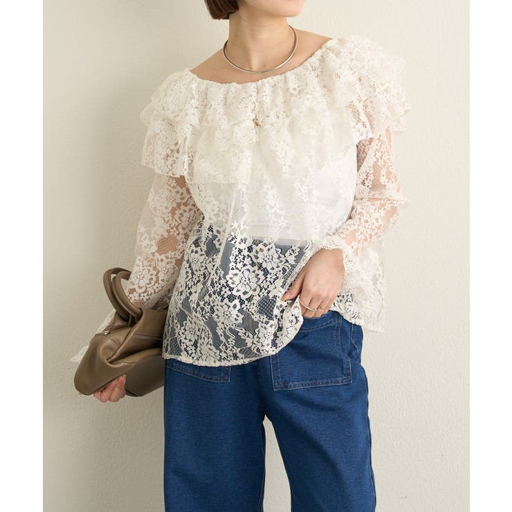 【Omekashi】レースラッフルブラウス | PAL GROUP OUTLET | 詳細画像4 