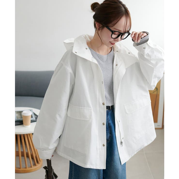 オフホワイト | 【Discoat】2WAYフーディーブルゾン | PAL GROUP OUTLET