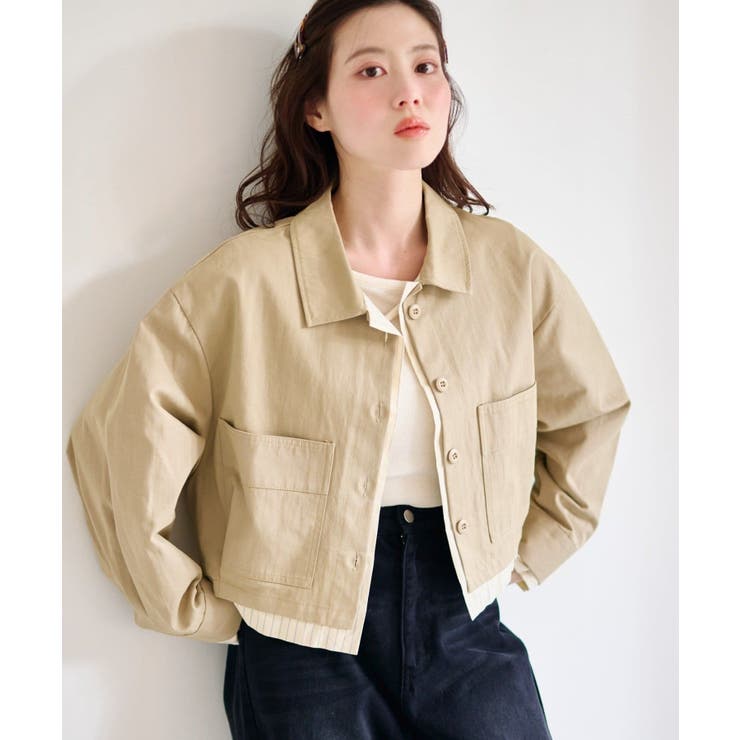 BEGストライプ | 【Kastane】レイヤードショートシャツジャケット | PAL GROUP OUTLET