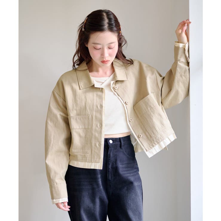 【Kastane】レイヤードショートシャツジャケット | PAL GROUP OUTLET | 詳細画像10 