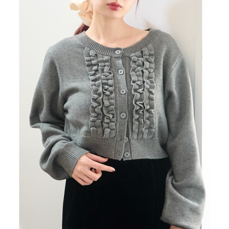 GRY | 【Kastane】フリルチビニットカーディガン | PAL GROUP OUTLET