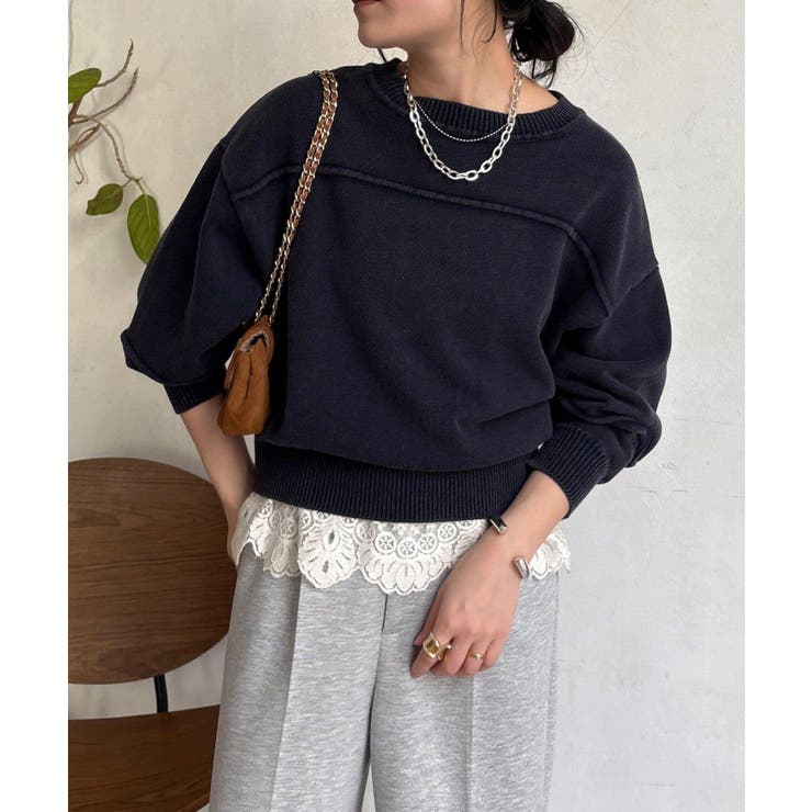 NY | 【DouDou】ピグメント加工スウエットライクニット | PAL GROUP OUTLET