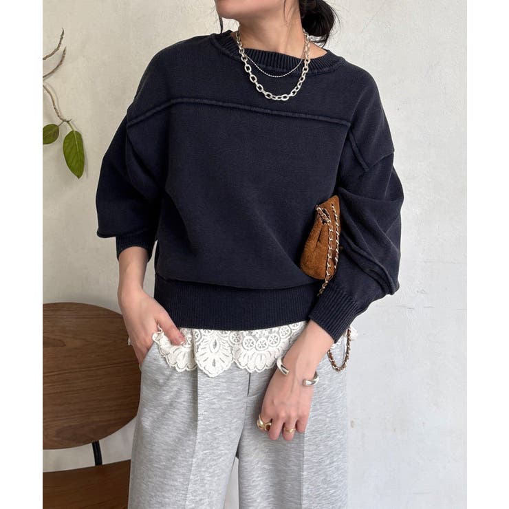 【DouDou】ピグメント加工スウエットライクニット | PAL GROUP OUTLET | 詳細画像7 