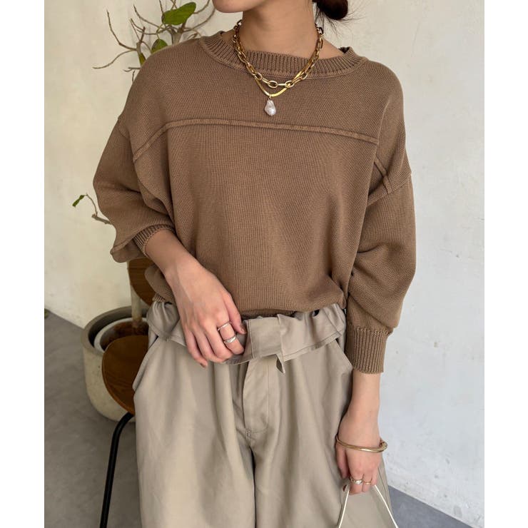 KH | 【DouDou】ピグメント加工スウエットライクニット | PAL GROUP OUTLET