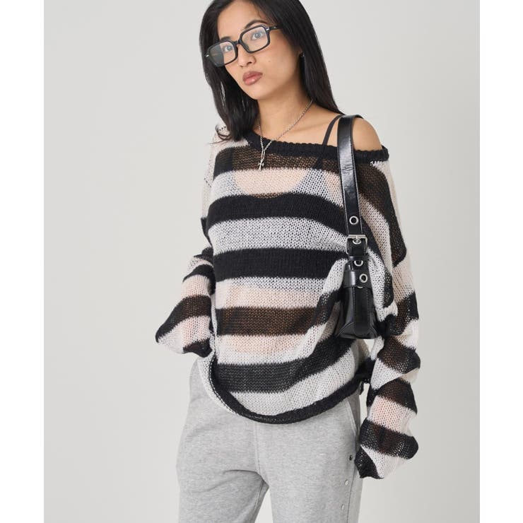 【WHO'S WHO gallery】ワイドボーダーメッシュニット | PAL GROUP OUTLET | 詳細画像9 