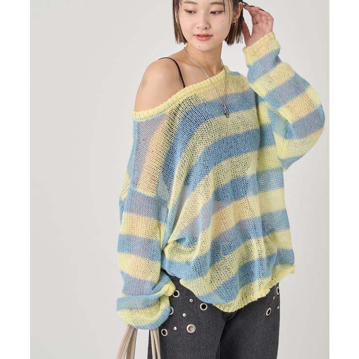【WHO'S WHO gallery】ワイドボーダーメッシュニット | PAL GROUP OUTLET | 詳細画像34 