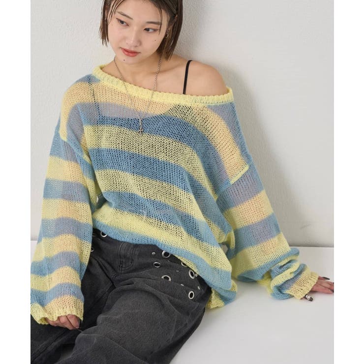 【WHO'S WHO gallery】ワイドボーダーメッシュニット | PAL GROUP OUTLET | 詳細画像37 