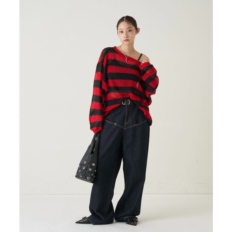 【WHO'S WHO gallery】ワイドボーダーメッシュニット | PAL GROUP OUTLET | 詳細画像42 