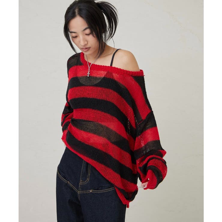 【WHO'S WHO gallery】ワイドボーダーメッシュニット | PAL GROUP OUTLET | 詳細画像47 
