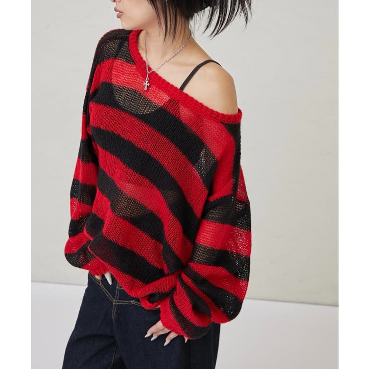 【WHO'S WHO gallery】ワイドボーダーメッシュニット | PAL GROUP OUTLET | 詳細画像48 