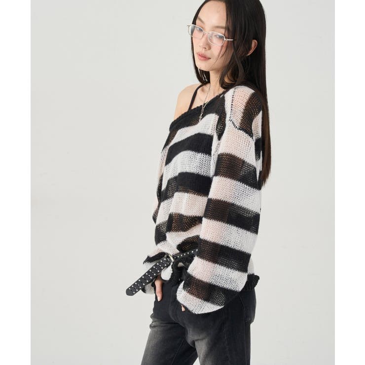 【WHO'S WHO gallery】ワイドボーダーメッシュニット | PAL GROUP OUTLET | 詳細画像7 