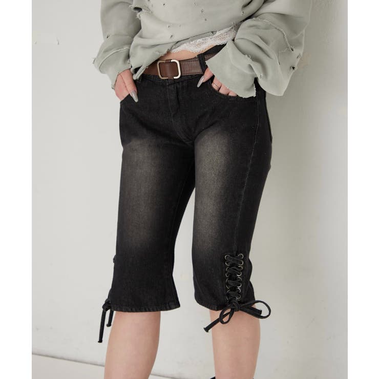 BLK | 【WHO'S WHO gallery】レースアップデニムカプリパンツ | PAL GROUP OUTLET