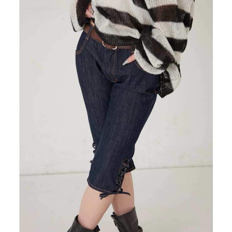 NVY | 【WHO'S WHO gallery】レースアップデニムカプリパンツ | PAL GROUP OUTLET