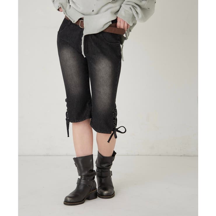 【WHO'S WHO gallery】レースアップデニムカプリパンツ | PAL GROUP OUTLET | 詳細画像1 