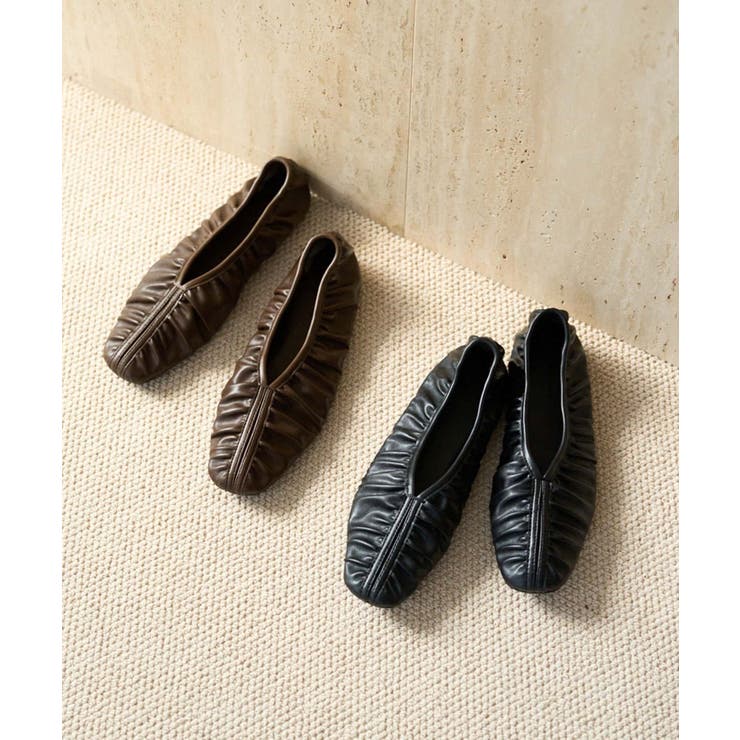CAPRICIEUX LE'MAGE】ギャザーソフトフラットシューズ[品番