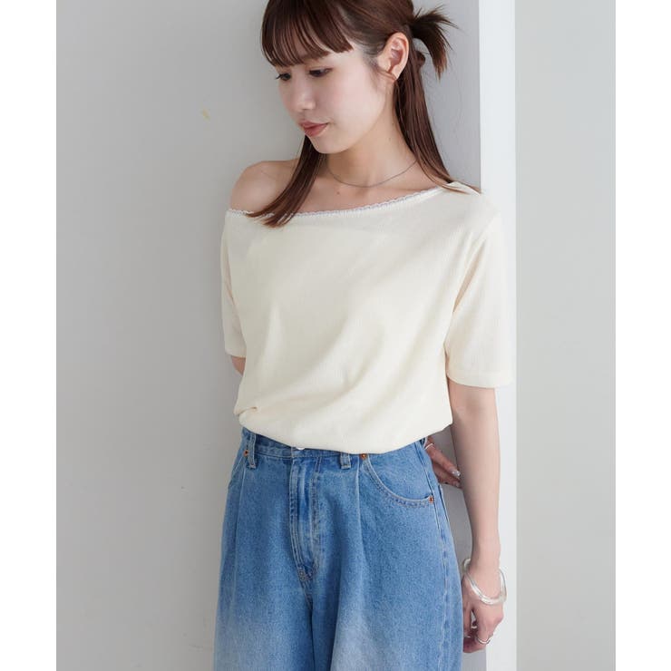 【Discoat】【umm】前後2WAY衿レース使いワンショルT | PAL GROUP OUTLET | 詳細画像1 