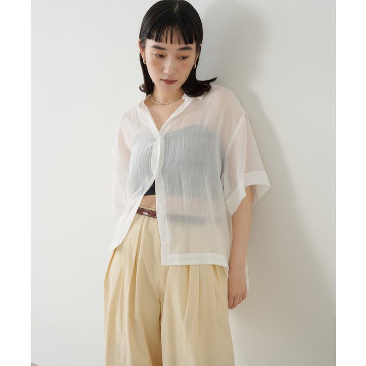 【Omekashi】シアーリネンハーフスリーブシャツ | PAL GROUP OUTLET | 詳細画像5 