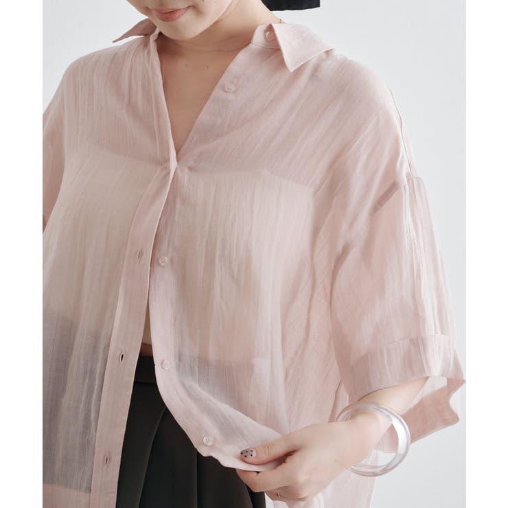 PNK | 【Omekashi】シアーリネンハーフスリーブシャツ | PAL GROUP OUTLET