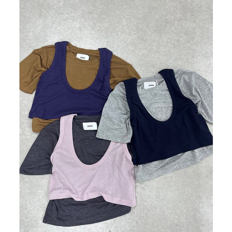 【Pasterip】Stretch tee ＆ Over tank set | PAL GROUP OUTLET | 詳細画像1 