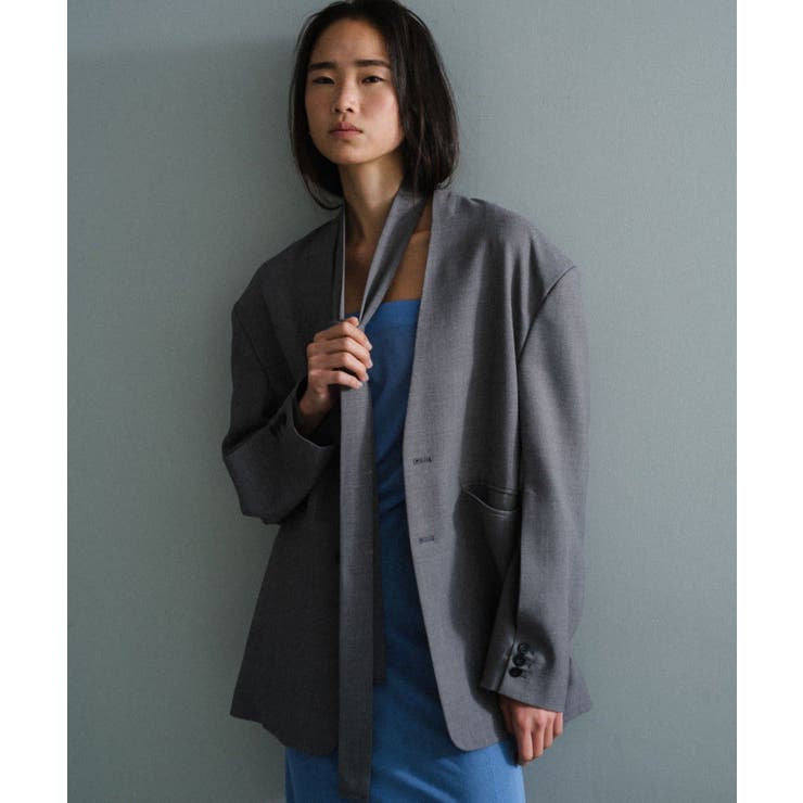 LIGHTGRAY | 【Pasterip】Collarless dad jacket | PAL GROUP OUTLET