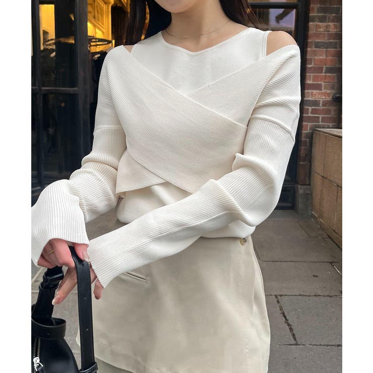 IVORY | 【CAPRICIEUX LE'MAGE】オフショルクロスレイヤードニット | PAL GROUP OUTLET