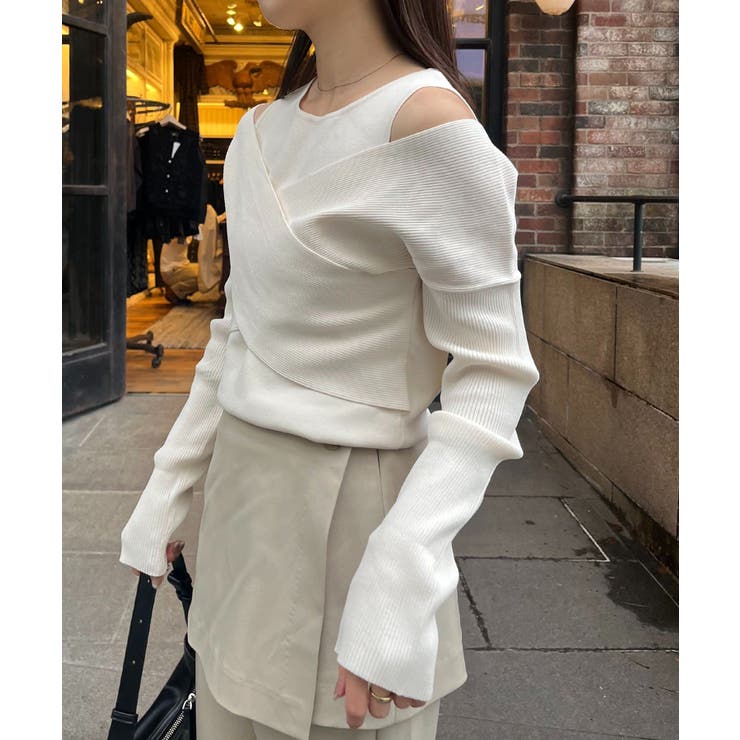 【CAPRICIEUX LE'MAGE】オフショルクロスレイヤードニット | PAL GROUP OUTLET | 詳細画像2 