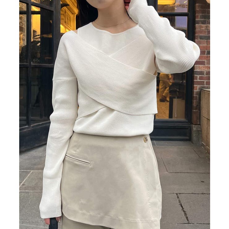 【CAPRICIEUX LE'MAGE】オフショルクロスレイヤードニット | PAL GROUP OUTLET | 詳細画像4 