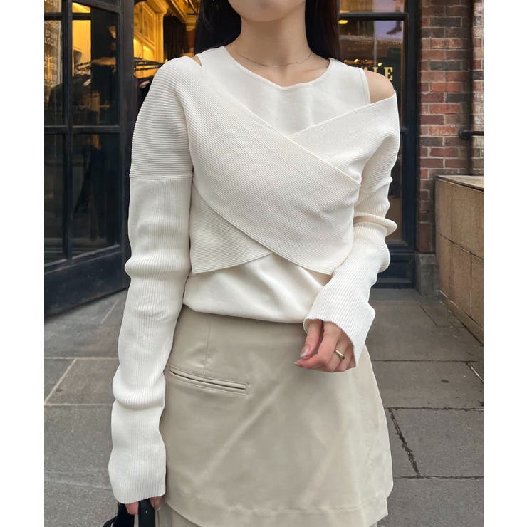 【CAPRICIEUX LE'MAGE】オフショルクロスレイヤードニット | PAL GROUP OUTLET | 詳細画像6 