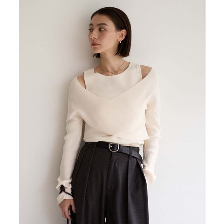 【CAPRICIEUX LE'MAGE】オフショルクロスレイヤードニット | PAL GROUP OUTLET | 詳細画像7 