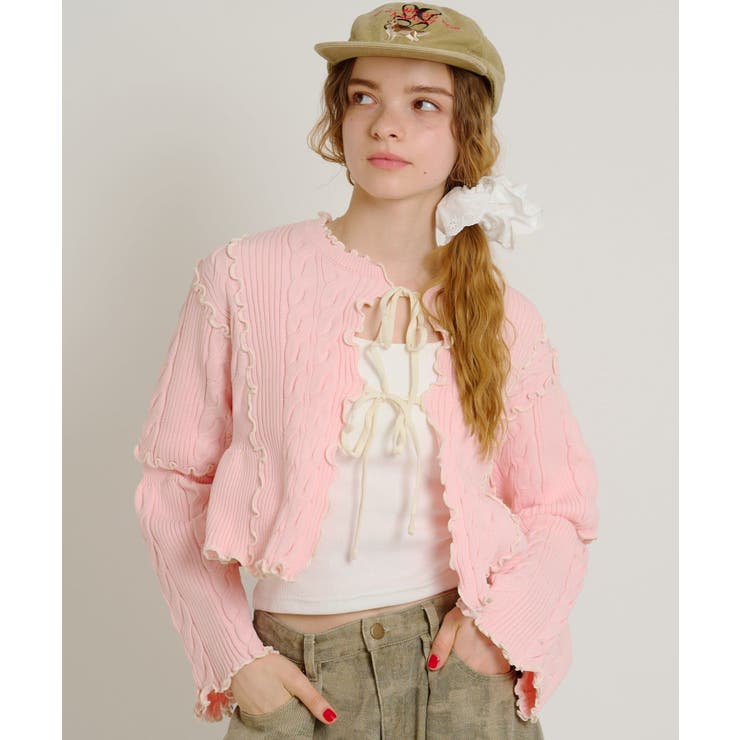 【w closet】new配色メロウケーブルカーディガン | PAL GROUP OUTLET | 詳細画像1 