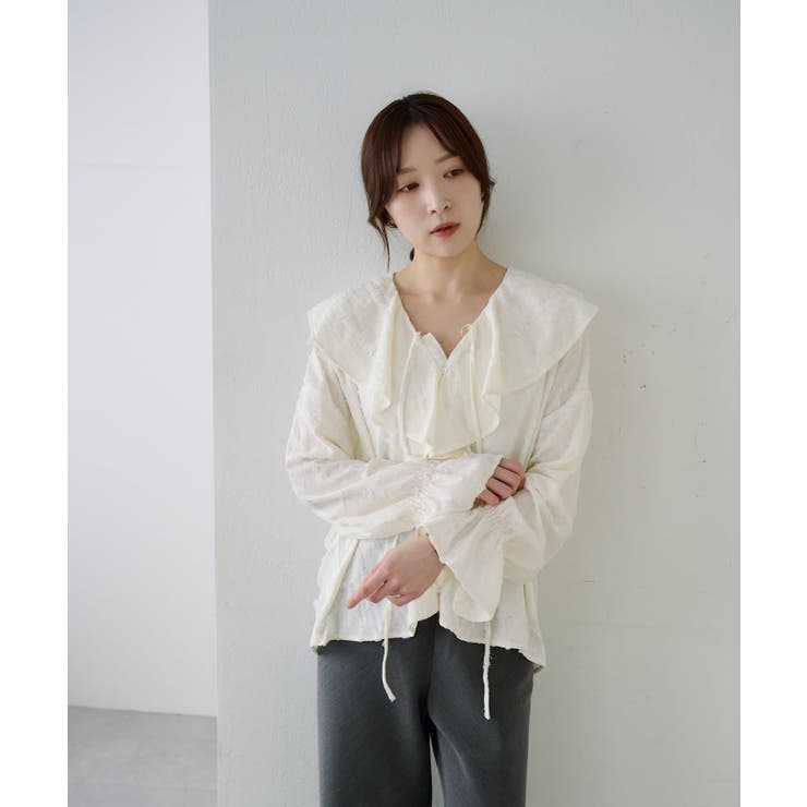 【SHENERY】ニュアンスフリルカラーブラウス | PAL GROUP OUTLET | 詳細画像5 