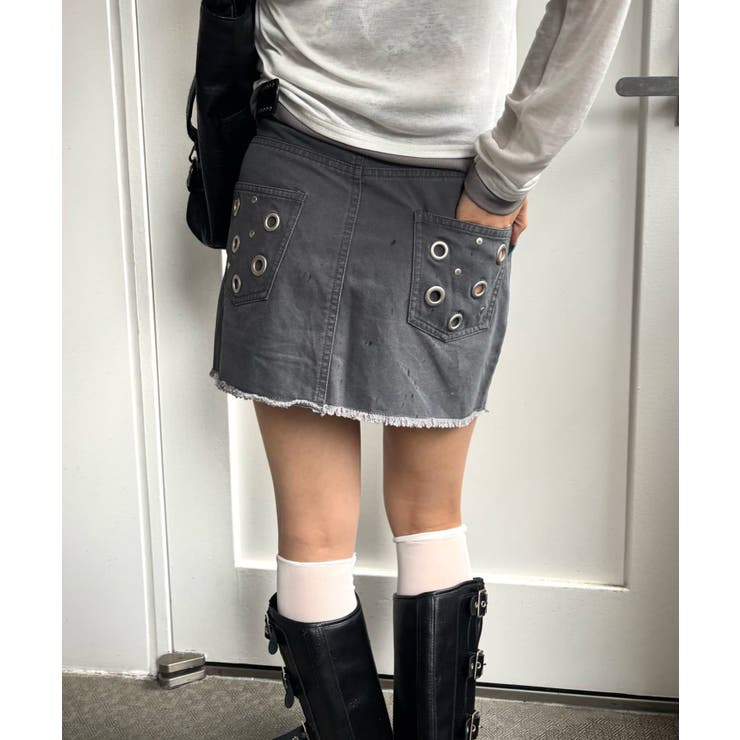 【WHO'S WHO gallery】硫化ツイルアイレットミニスカート | PAL GROUP OUTLET | 詳細画像3 