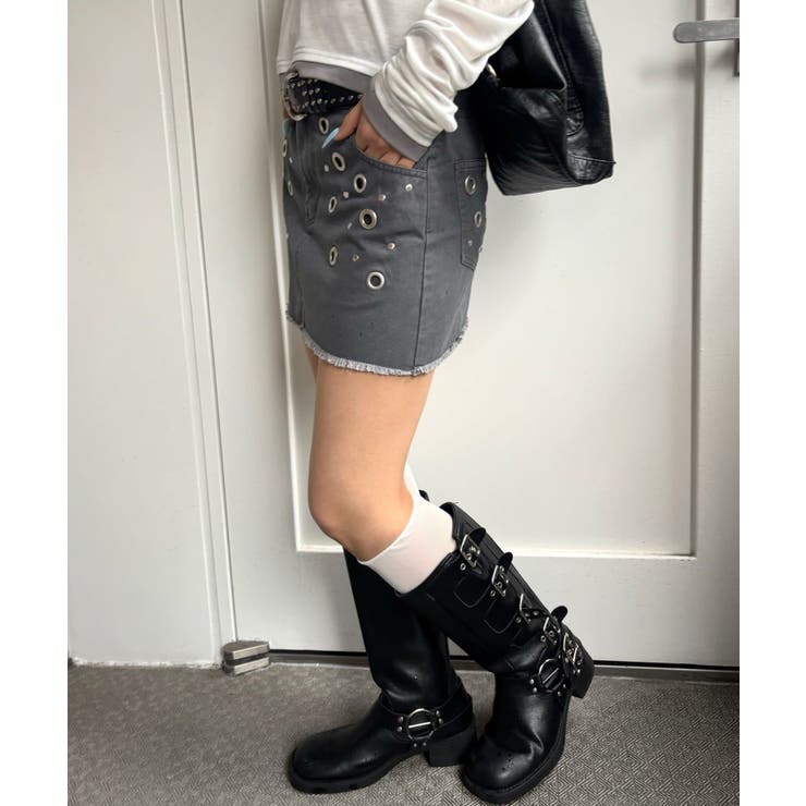 【WHO'S WHO gallery】硫化ツイルアイレットミニスカート | PAL GROUP OUTLET | 詳細画像5 