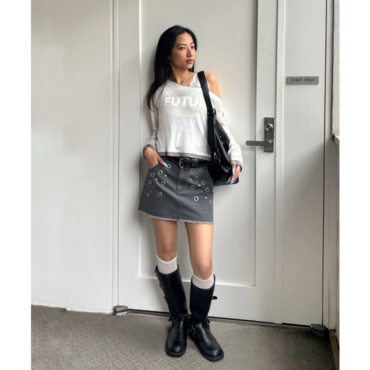 【WHO'S WHO gallery】硫化ツイルアイレットミニスカート | PAL GROUP OUTLET | 詳細画像7 