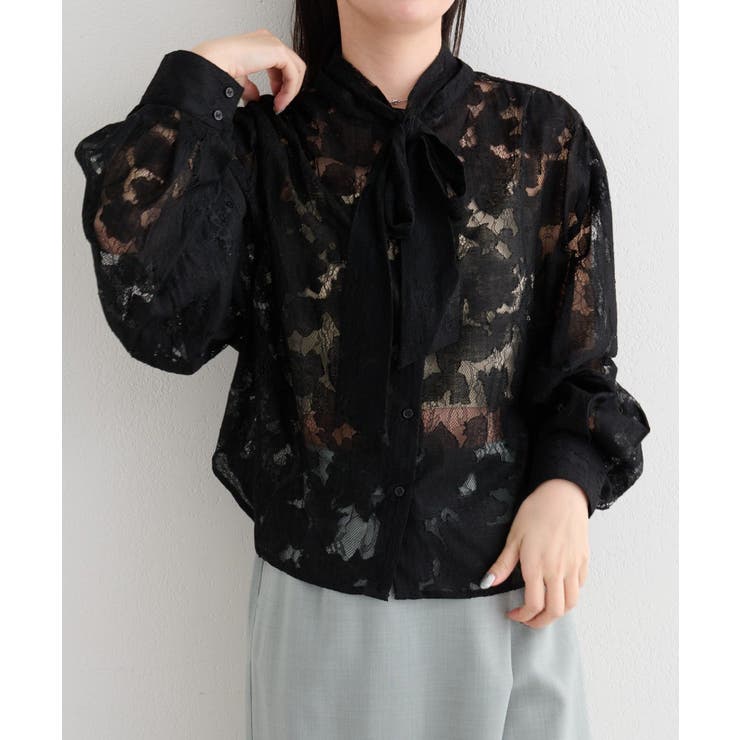 BLK | 【Kastane】B レースボウタイブラウス | PAL GROUP OUTLET