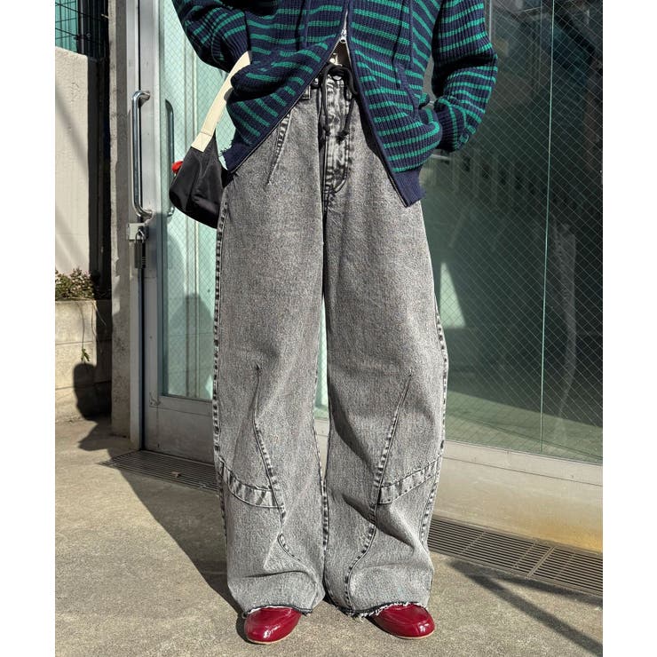 BLK | 【Ciaopanic】【Anti Warp】切替カーブワイドデニム | PAL GROUP OUTLET