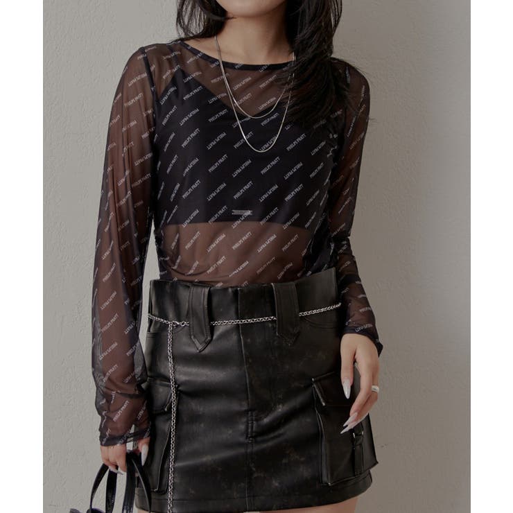 BLK | 【mline】タトゥーチュール トップス | PAL GROUP OUTLET