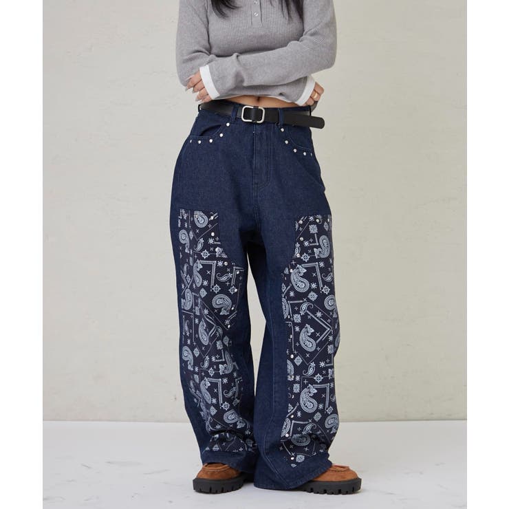 【WHO'S WHO gallery】ペイズリーダブルニーデニム | PAL GROUP OUTLET | 詳細画像1 